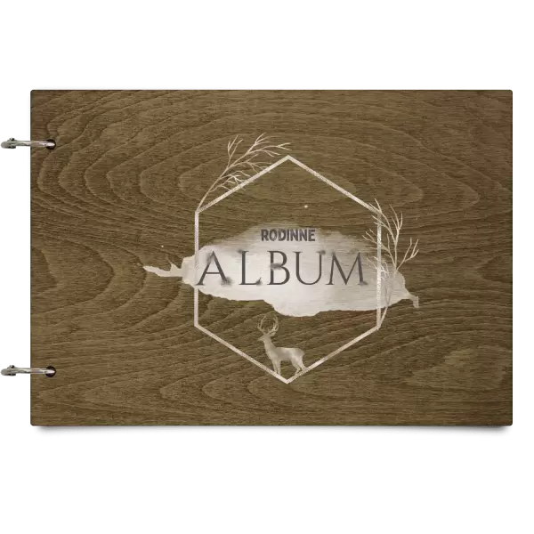 Dřevěné album se sponami Zlatý jelen v šestiúhelníku