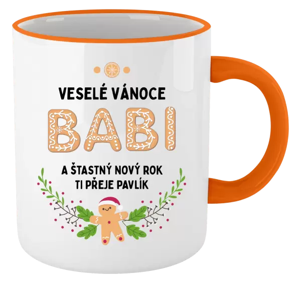 Vánoční hrnek Veselé Vánoce babi, perníček