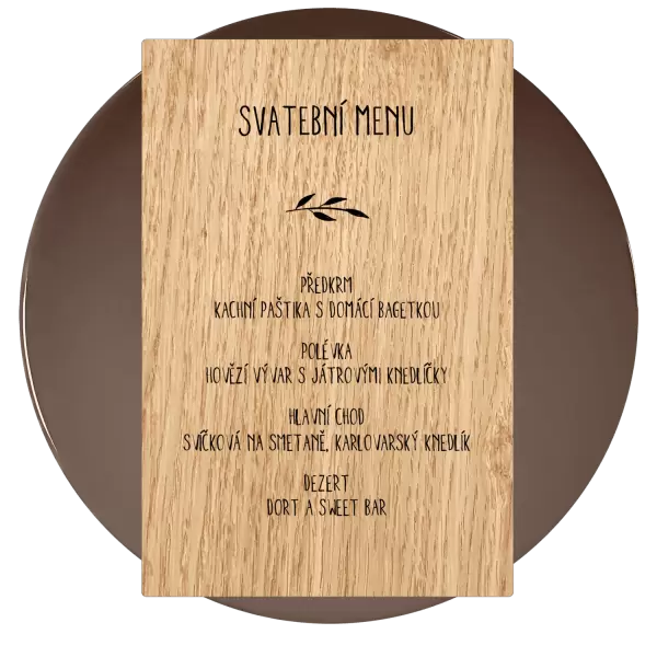 Dřevěné svatební menu LENNY