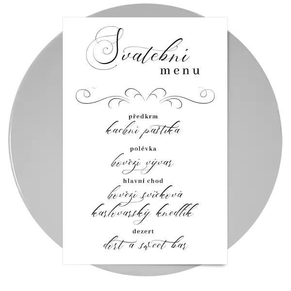 Papírové svatební menu MARKETA