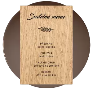 Dřevěné svatební menu LADY