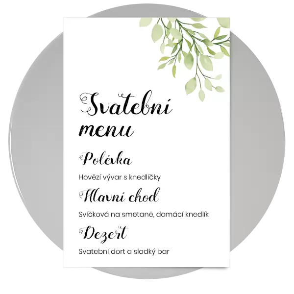Papírové svatební menu SOLLY