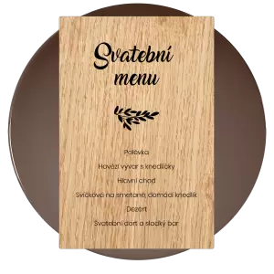 Dřevěné svatební menu TOMA