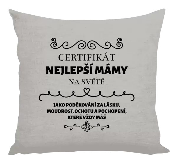 Polštář Certifikát nejlepší mámy na světě