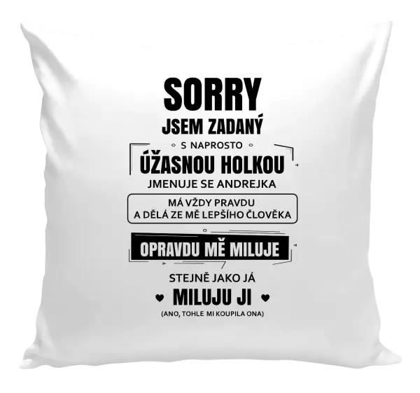 Polštář Sorry, jsem zadaný