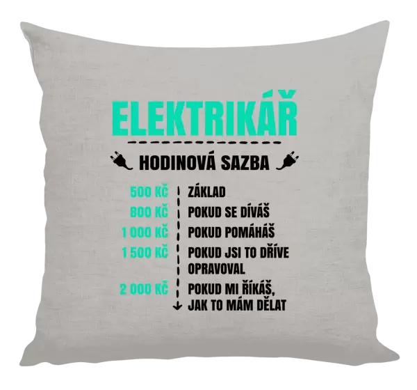 Polštář Hodinová sazba - elektrikář