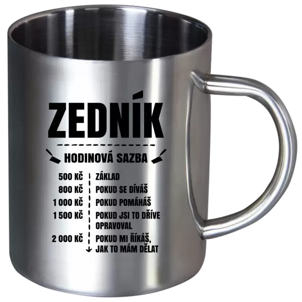 Nerezový hrnek Hodinová sazba - zedník