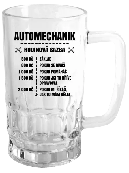 Půllitr Hodinová sazba - automechanik