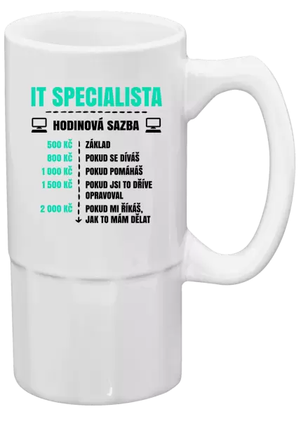 Půllitr Hodinová sazba - IT specialista