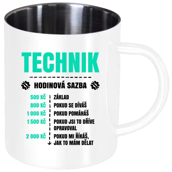Nerezový hrnek Hodinová sazba - technik
