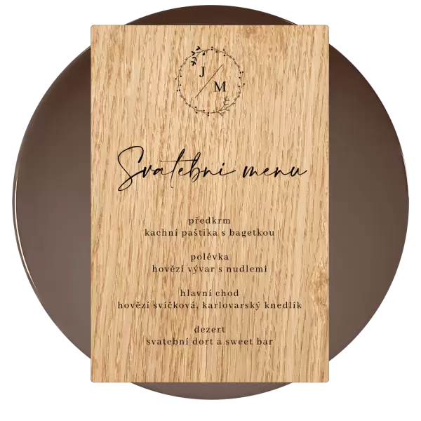Dřevěné svatební menu RODIGO