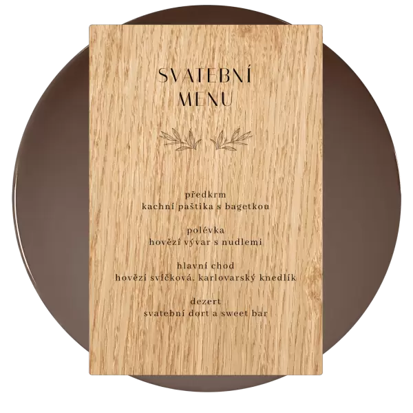 Dřevěné svatební menu MINA