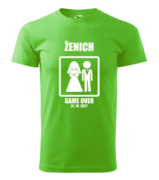 Pánské tričko Game over - ženich s datem