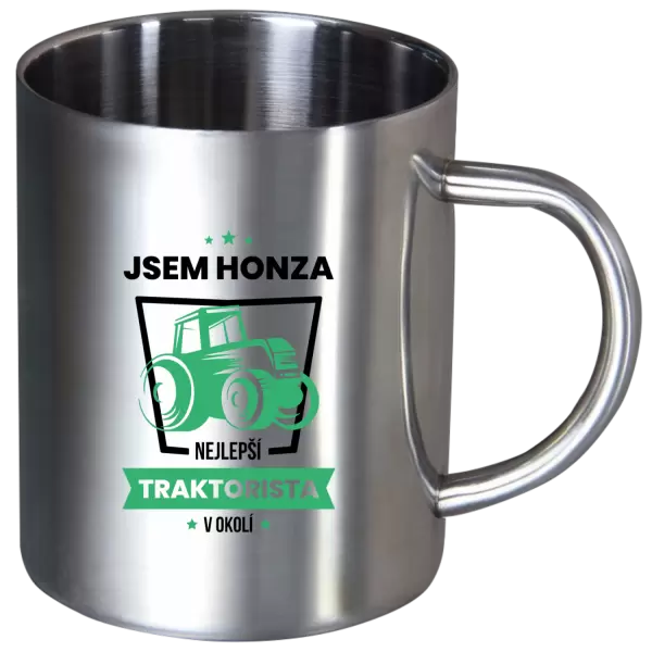 Nerezový hrnek Nejlepší v okolí - traktorista