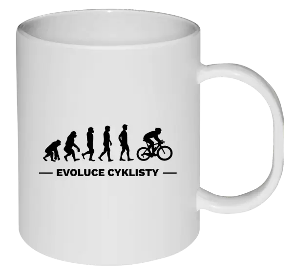 Plastový hrnek Evoluce - cyklista