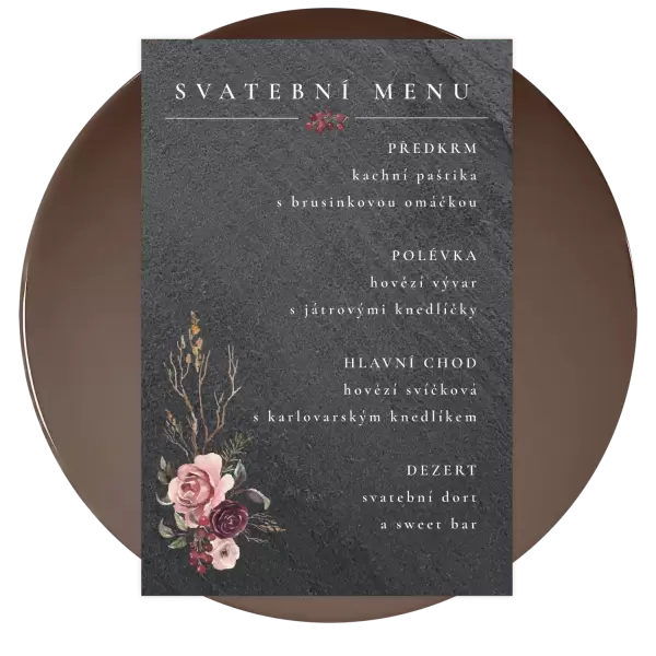 Kamenné svatební menu MARIANA